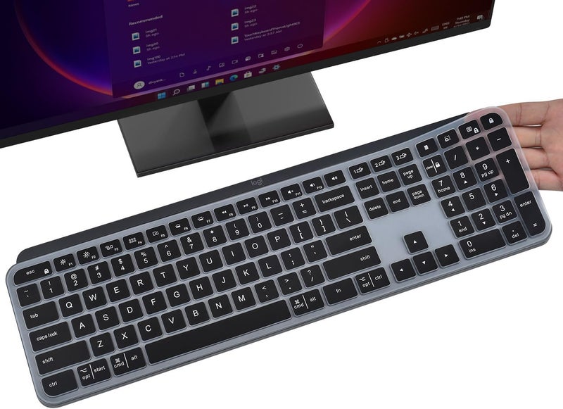 DAMMOMKO غطاء لوحة المفاتيح لجهاز لوجيتك MX Keys S و MX Keys Advanced مضيئة لاسلكية، واقي لوحة مفاتيح لوجيتك كرافت المتقدمة، (لا يناسب MX Keys S لجهاز ماك)، أسود - Image 1